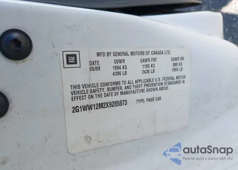 1999 Chevrolet Monte Carlo Ls from USA, damaged, VIN 2G1WW12M2X9285873